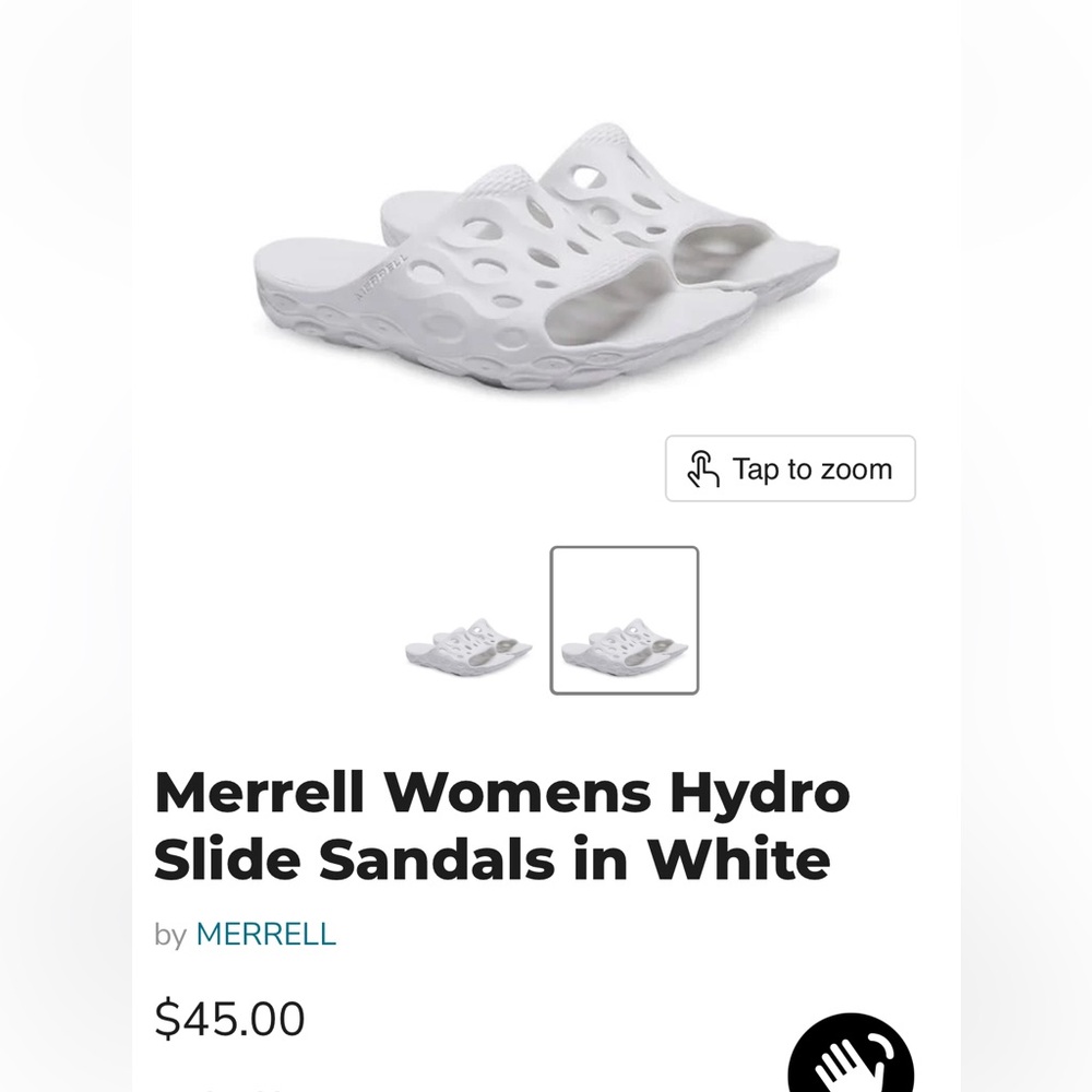 Merrell hydro White Slide Sandals sz 7